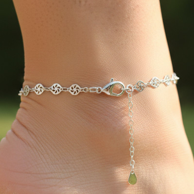 Swirl Charm Anklet Silver Plated Dainty Minimalist Chain Anklet Handmade Jewelry