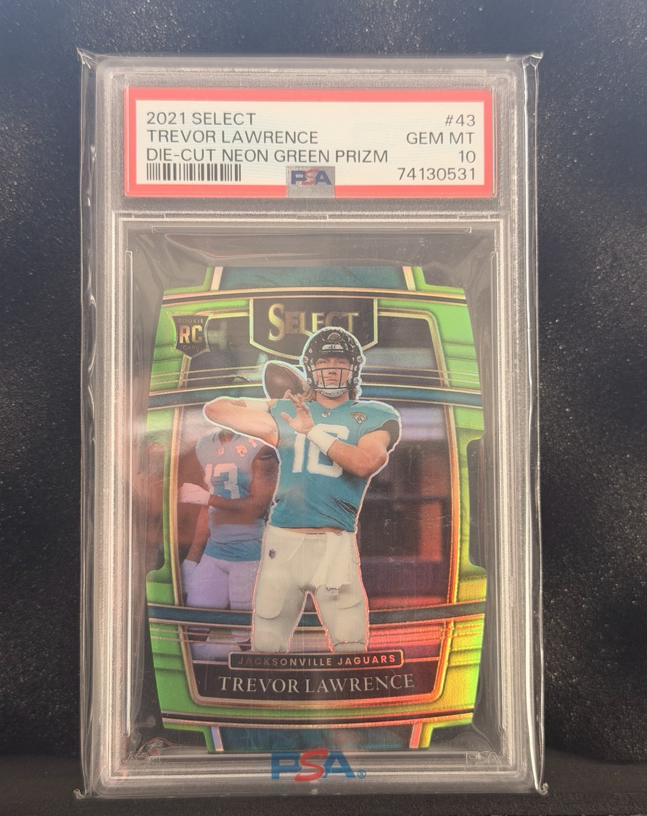 2021 Panini Select Neon Green Prizm Die-Cut #43 Trevor Lawrence PSA 10 GEM /349