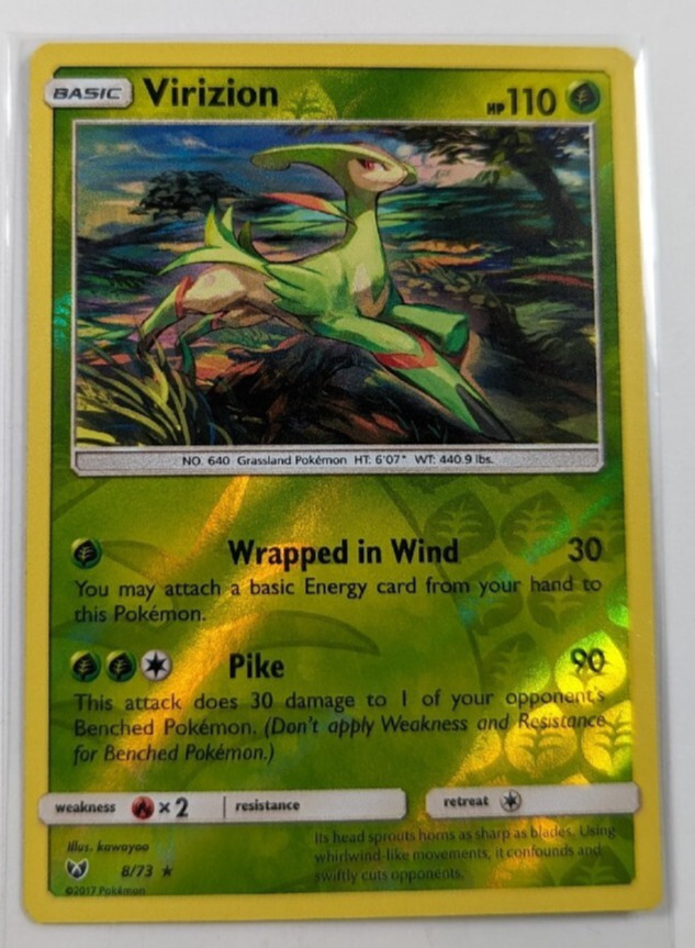 Pokémon TCG Virizion Shining Legends 8/73 Reverse Holo Rare NM
