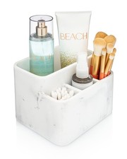 White Marble Toothbrush Holder and Bathroom Organizer   Keeps Your Bathroom C...