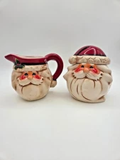 Tii Collections Vintage Ceramic Santa Creamer And Sugar Dish w Lid