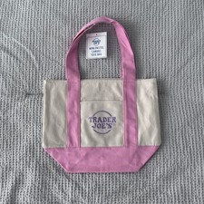NEW SPRING 2026 Limited Edition Trader Joe's Mini Pastel Canvas Tote Bags - Pink