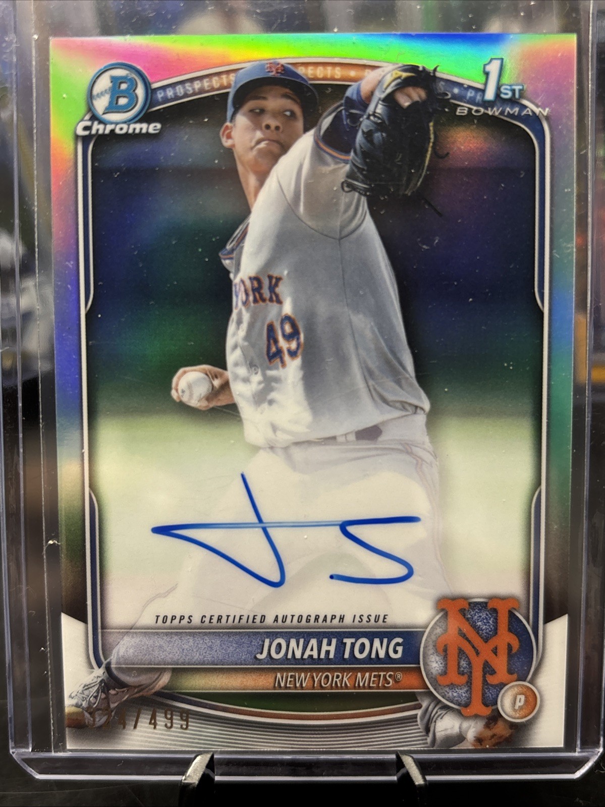 2025 Bowman - Chrome Prospect Autographs Jonah Tong #CPA-JTO Refractor /499 (AU,