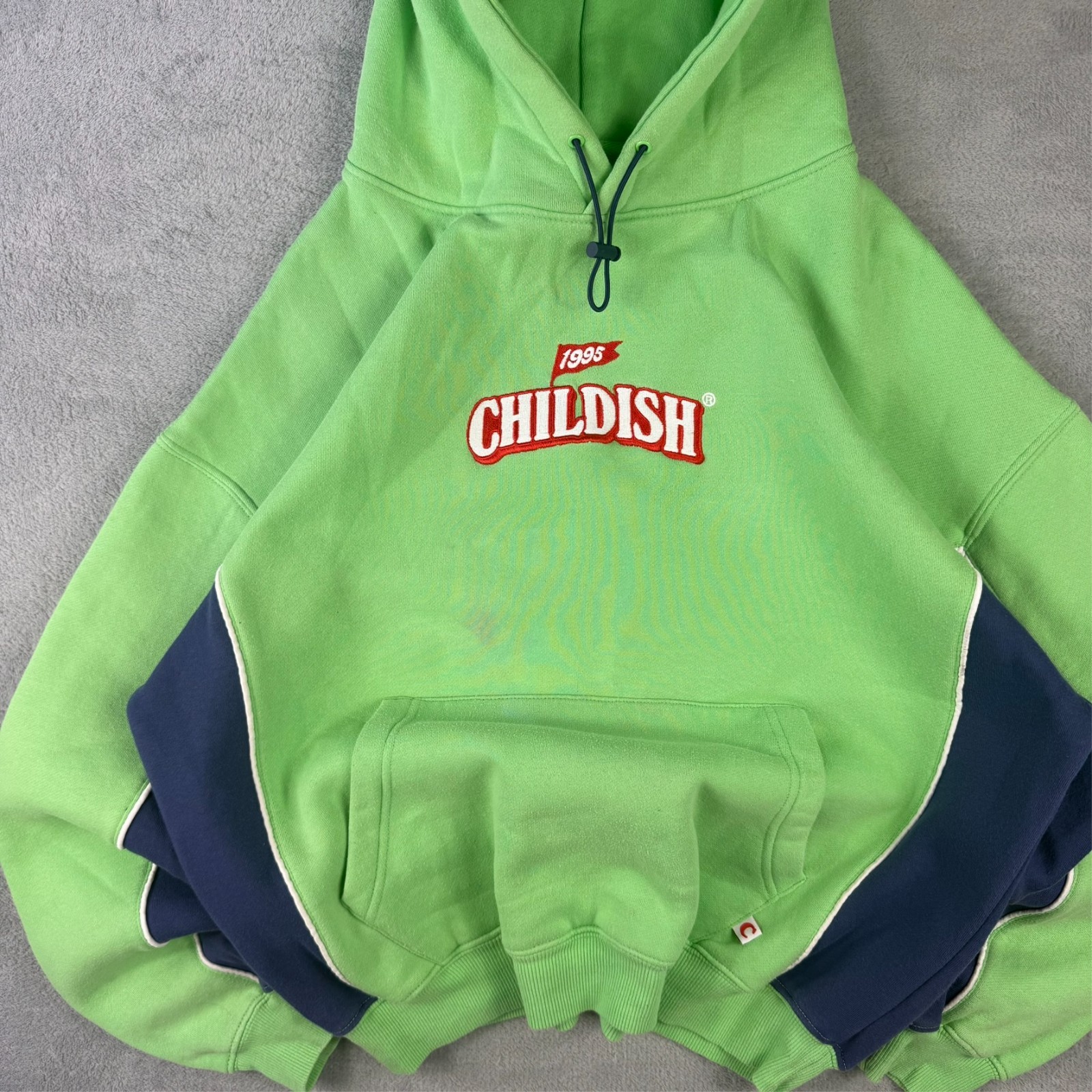 VTG Childish TGF Bros Chicken Shop Green Heavyweight Oversized Size Small Hoodie image 3