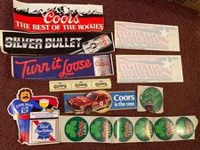 Vintage Lot Pabst Blue Ribbon PBR Stickers Coors Light Budweiser Bill Elliott