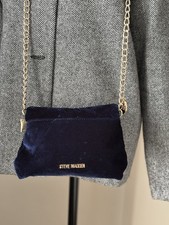 Borsa da sera Steve Madden Royal blu velluto tracolla catena tracolla festa di Natale