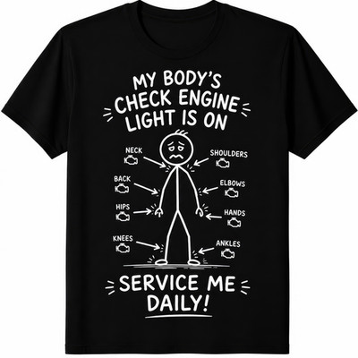 T-Shirt My Body s Check Engine Light Is On lustig älter werden schwarz