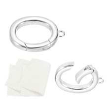 15.7x1.7mm 925 Sterling Silver Spring Gate Rings, 2Pcs Clasps, Silver Tone