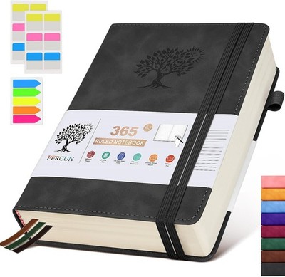 A5 Lined Journal Notebook - 365 Page Leather Journals for Writing Women & Men，