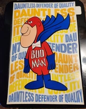 VINTAGE BUDWEISER BUD MAN STICKER NEW 1970