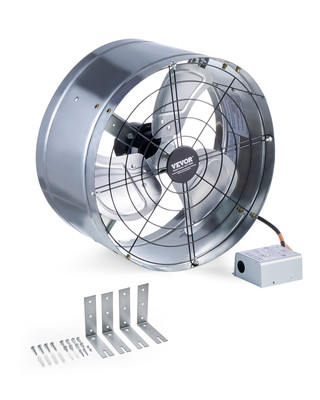 #ad 15 Inch Gable Mount Fan 1300 CFM Attic Exhaust Fan with Adjustable Thermostat $65.99