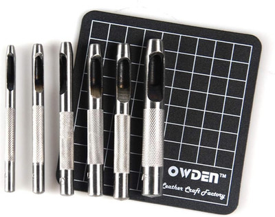 6 Pieces Hollow Hole Punch Set (1/8'' - 5/16''),Leather Punch Tools, with a Free C