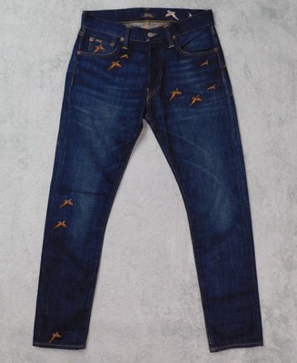 Polo Ralph Lauren Blue Embroidered Pheasants Selvedge Denim Jeans 28x30 Fit 30''W