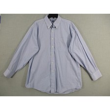Tommy Hilfiger Ithaca Mens Blue White Striped Button Down Shirt L 16.5 32-33