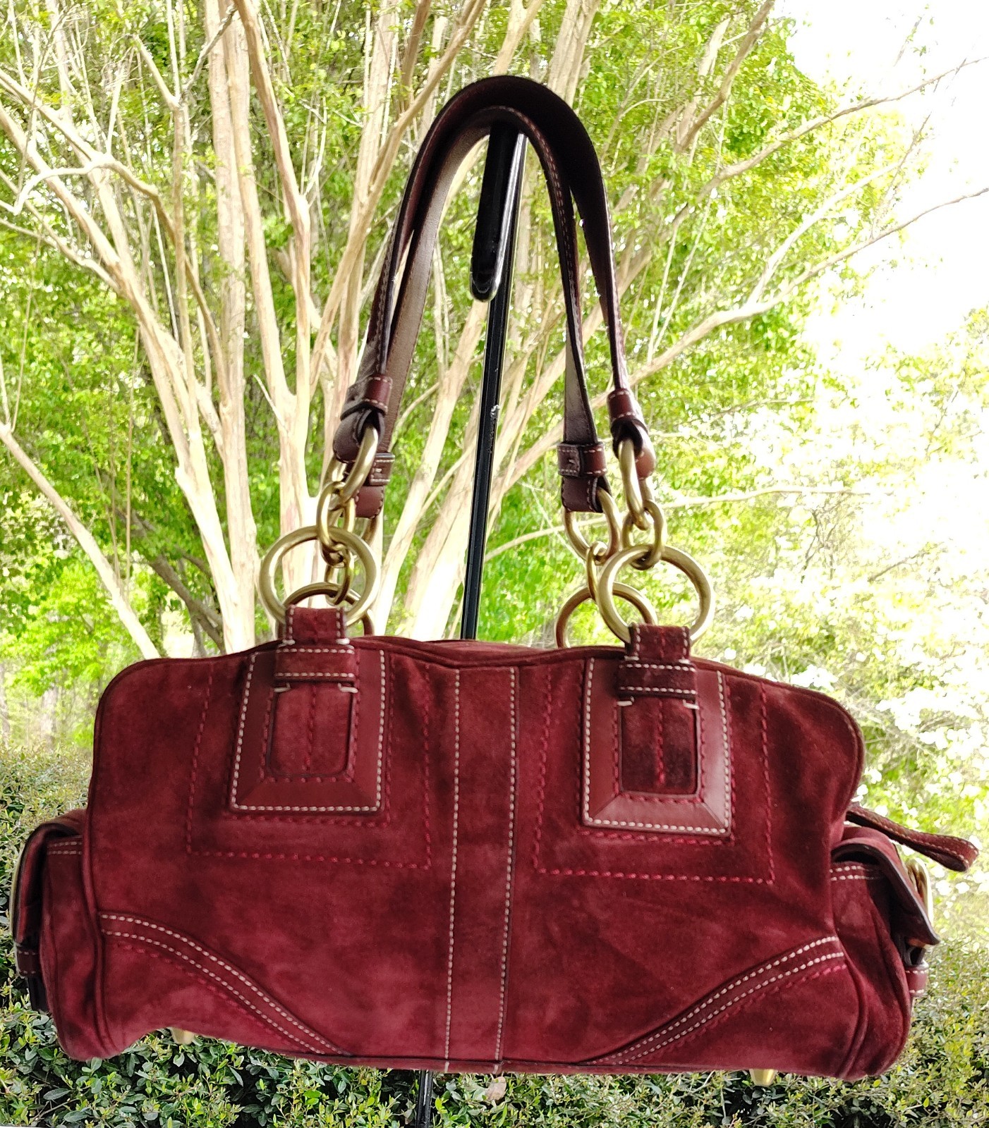 Coach SMALL 10061 Vintage Mia Soho Y2K Burgundy Suede Satchel Bag image 3