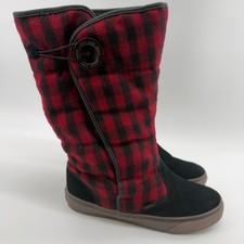 Vans Buffalo Plaid Suede Winter Boots Red Bla...