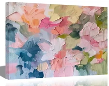 Pink Abstract Canva Wall Art Modern Colorful Oil Painting Style Wall Decor Pi...