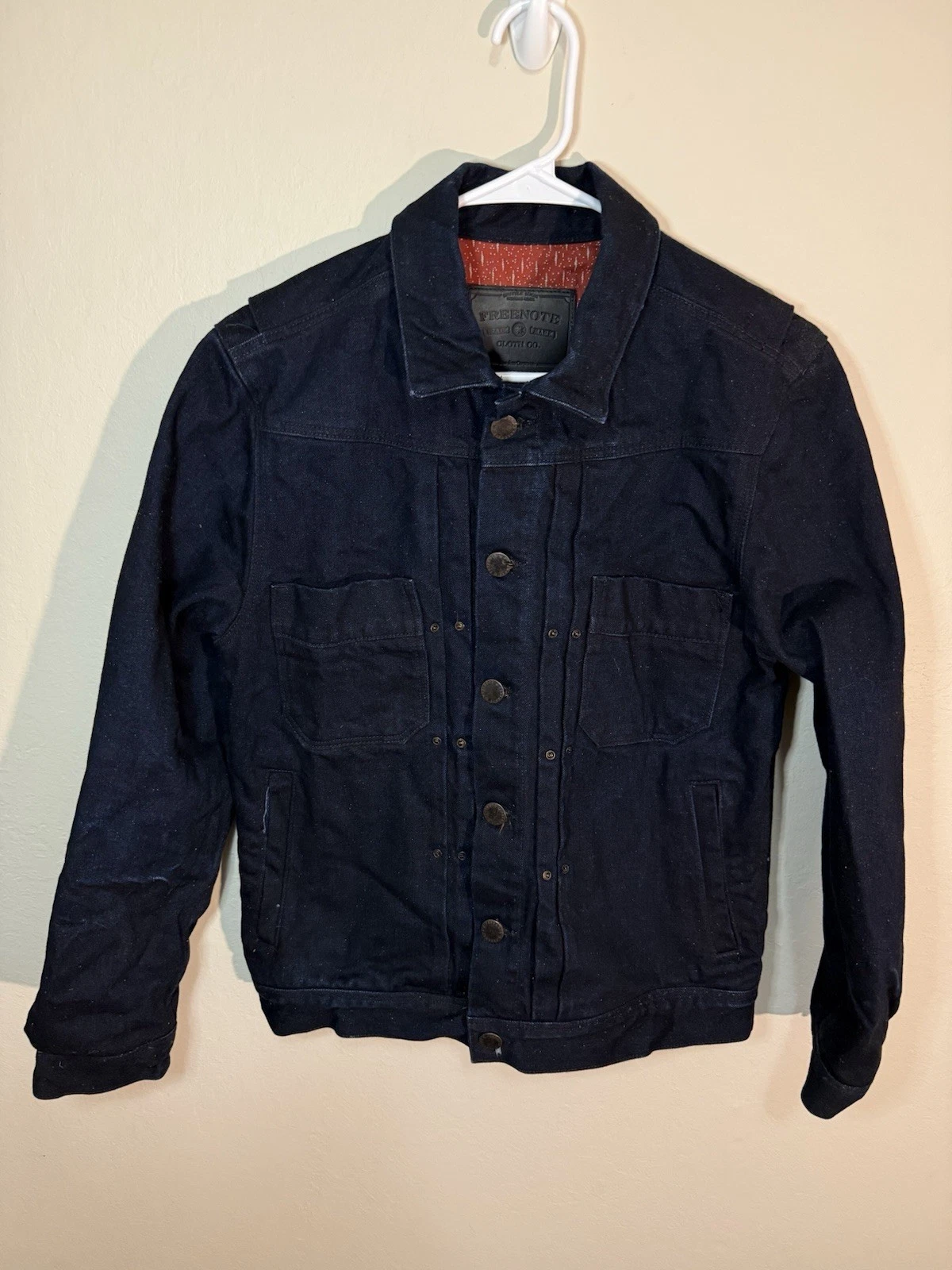 Freenote Classic Cloth Denim Riders Jacket Raw Fleck Indigo Small image 2