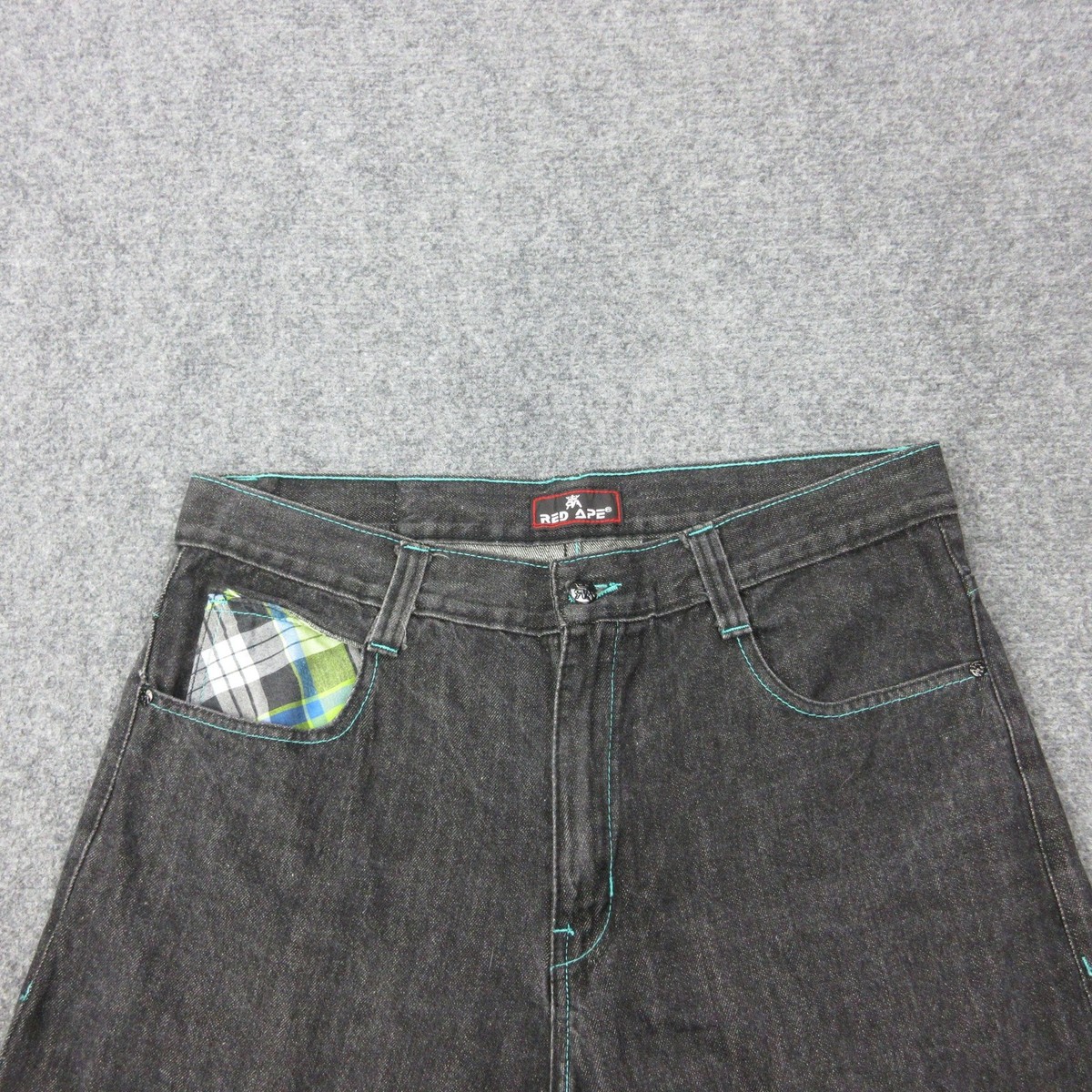 Vintage Red Ape Jeans Mens 36x32 Gray Dark Wash Baggy Y2K Denim