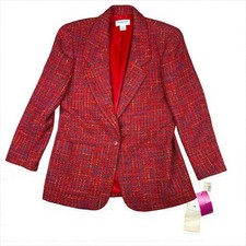 Vintage Liz Claiborne Collection Blazer Jacket Tweed Wool Blend Womens 10