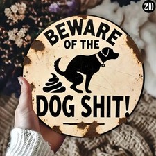 Diameter Circular Beware Of Dog Poop Tin Metal Signs Home D cor 8x8
