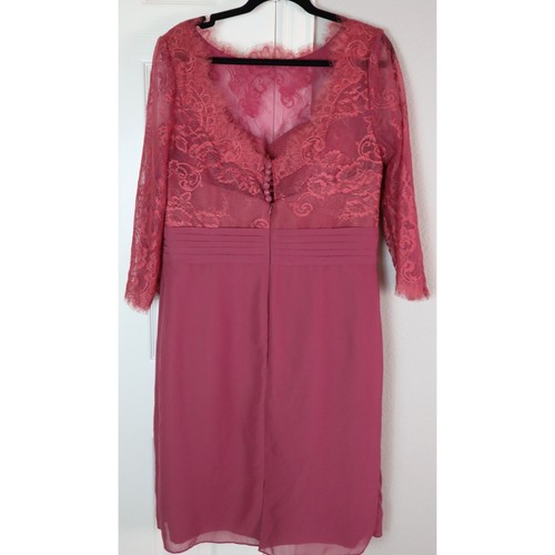 JJs House Dress Cranberry Pink Wine Lace Chiffon Illusion Sweetheart Size 16 - Picture 3 of 7