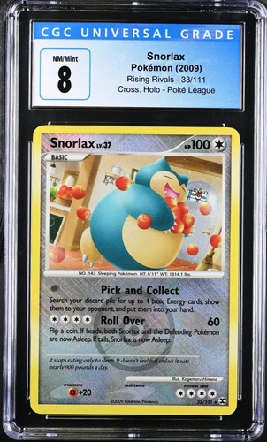 Snorlax 33/111 Cross Holo CGC 8 Rising Rivals Pokémon League 2009