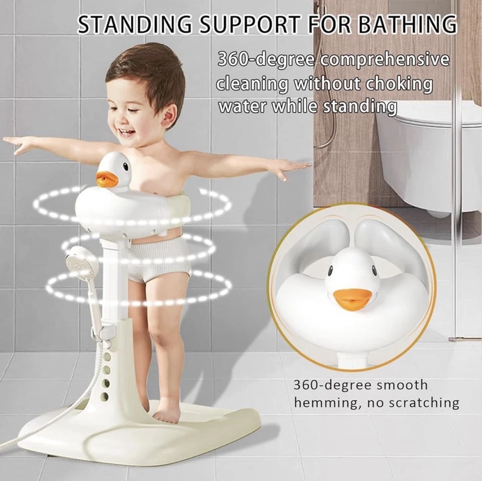 Adjustable Height Baby Shower Duck Stand with Anti-Slip, Portable Bath Helper - Изображение 2 из 4