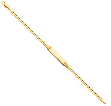 14K Solid Yellow Gold Cuban Chain Baby Children I.D Bracelet 6" Long - AB108