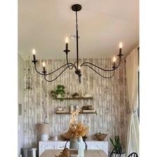 Kira Home Archer 47" 6-Light Large Modern Chandelier Curved Arms, Adjustable H