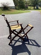 Rara sedia antica pieghevole da barbiere in legno Theo Koch barbiere campo hotel vintage