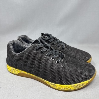 NOBULL SuperFabric Trainer Shoes Mens Size 7 Black Yellow CrossFit Gym Sneaker