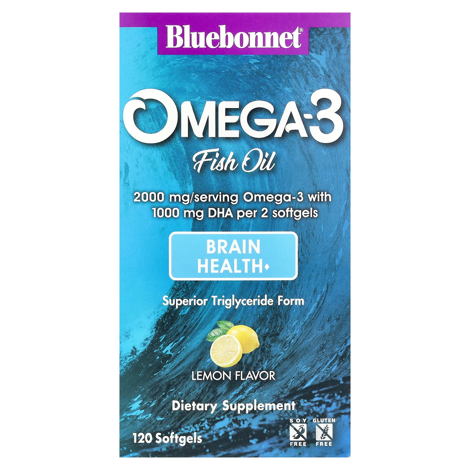 Bluebonnet Nutrition Natural Omega-3 Brain Formula 120 мягких капсул без молока 9390₽