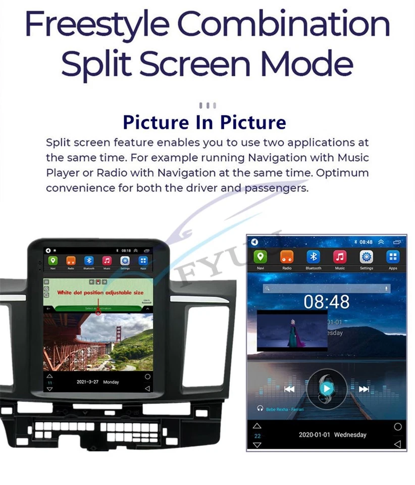 9.7" Vertical Car Stereo Radio GPS Navigation WiFi For 2007-17 Mitsubishi Lancer - Image 4 of 4