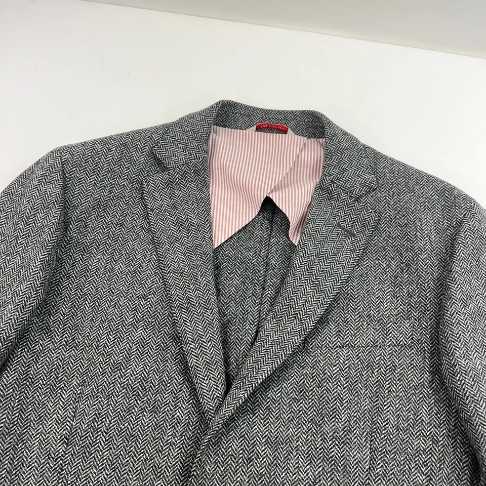 Brooks Brothers Men's Red Fleece Gray 2 Button Herringbone Blazer Sportcoat 40L - Image 2 of 4