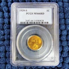 1939-S Lincoln Wheat Cent - San Francisco Mint - PCGS MS 66 RD -Beautiful Luster