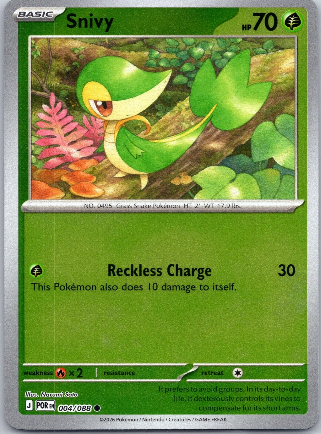 Snivy Reverse Holo ME03: Perfect Order #004/088 NM