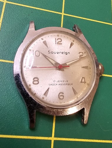 Vintage Sovereign 17 Jewels Handaufzug mechanische Uhr, läuft! 