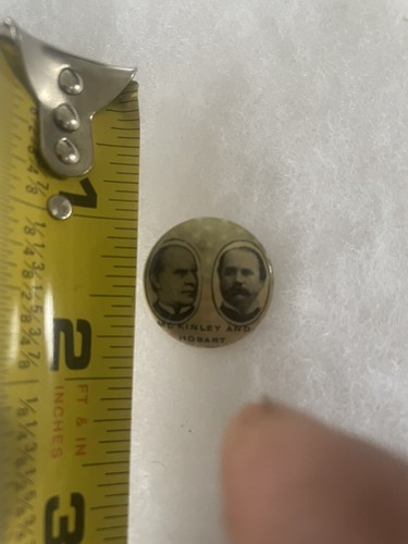 vintage 1896 WILLIAM McKINLEY & HOBART presidential campaign JUGATE pin BUTTON - Picture 3 of 3