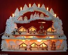 3D-Schwibbogen Weihnachtsmarkt 3 Buden & Pyramide Räucherhaus Erzgebirge +GRATIS