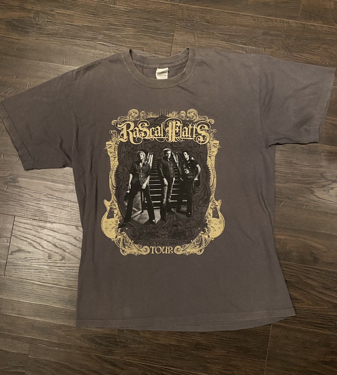 Vintage Tour Rascal Flatts Bob That Head 2008 Tour Dk Gray Shirt
