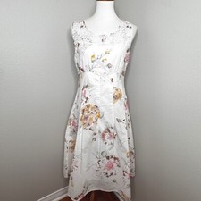 TWO STAR DOG TSD Fit & Flare Midi Dress SM Cotton & Lace Neutral Floral Cottage