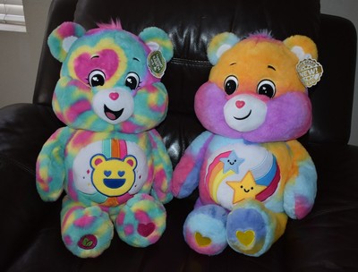 NEW Care Bears 24'' Jumbo Plush GOOD VIBES CARE BEAR Smiling Bear Belly Badge LOT