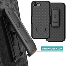for iPHONE 16e 2025 Holster Case Slim Fit Tough Belt Clip Hard Shell - BLACK