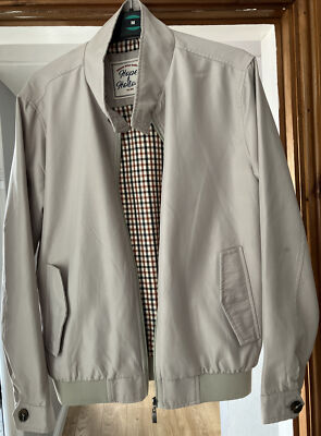 HOPE & HONOUR 1912 MENS BEIGE BOMBER JACKET FULLY LINED FRONT