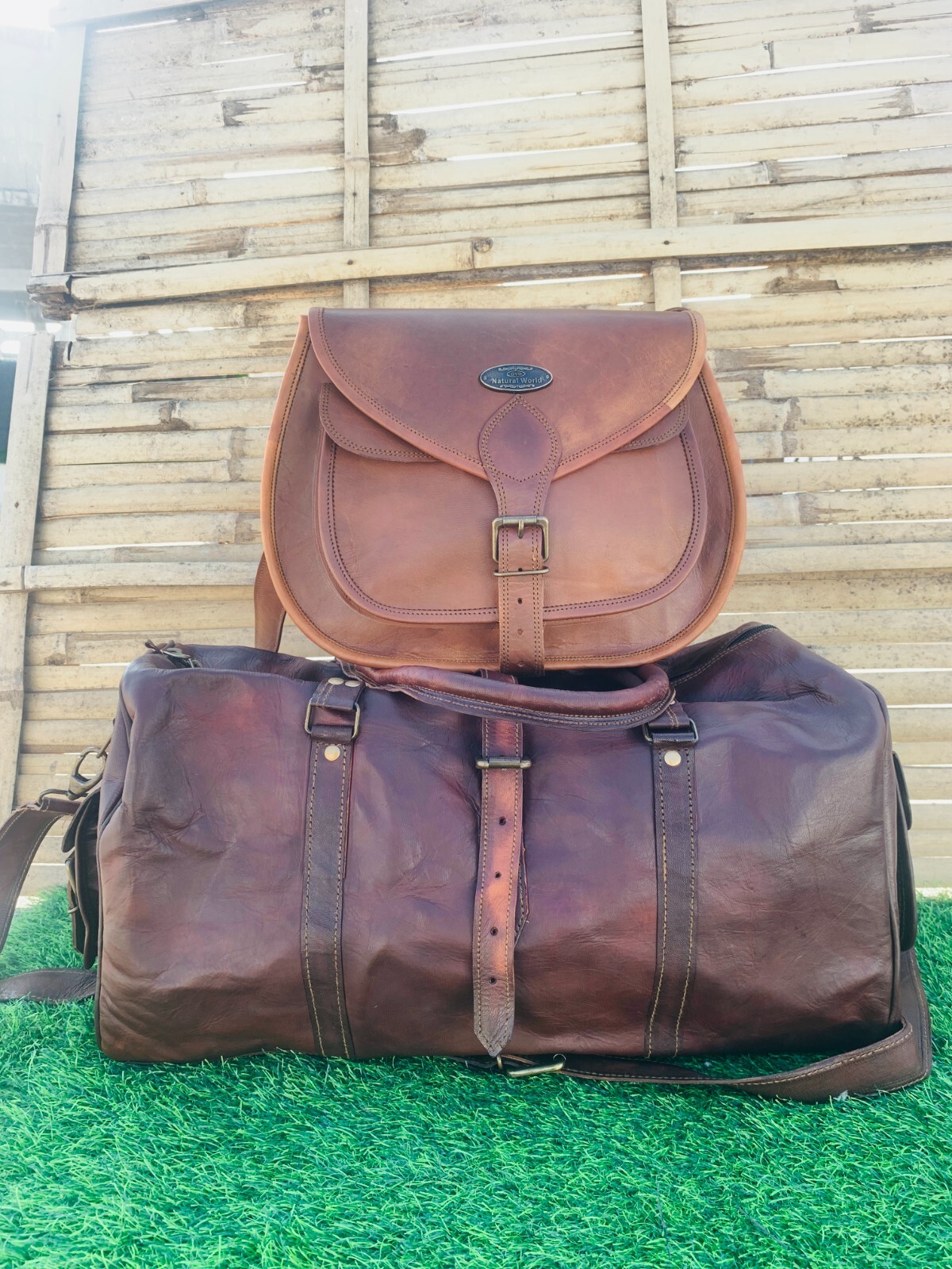 Cuero Bolsa de Viaje Hombre Carry-On-Bag Rústico Corto Gvb Gratis