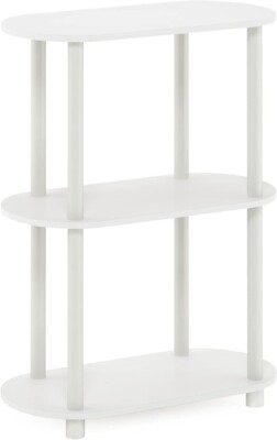 Furinno Turn-N-Tube 3-stufiger moderner ovaler Seitenständer ohne Werkzeug, weiß 22084