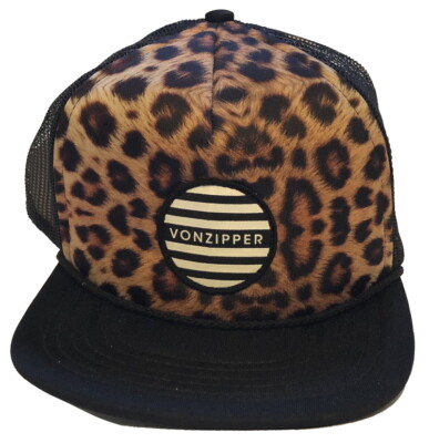 NEW NWT Von Zipper Mesh Truckers Cap Hat w/Snap Back Leopard