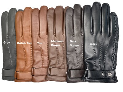 Men's GENUINE SHEEPSKIN soft leather Braided winter gloves w/ Cashmere lining  