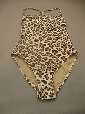Kona Sol Size L Womens Animal Print Lined Wireless One-Piece Swimming Suit 3L